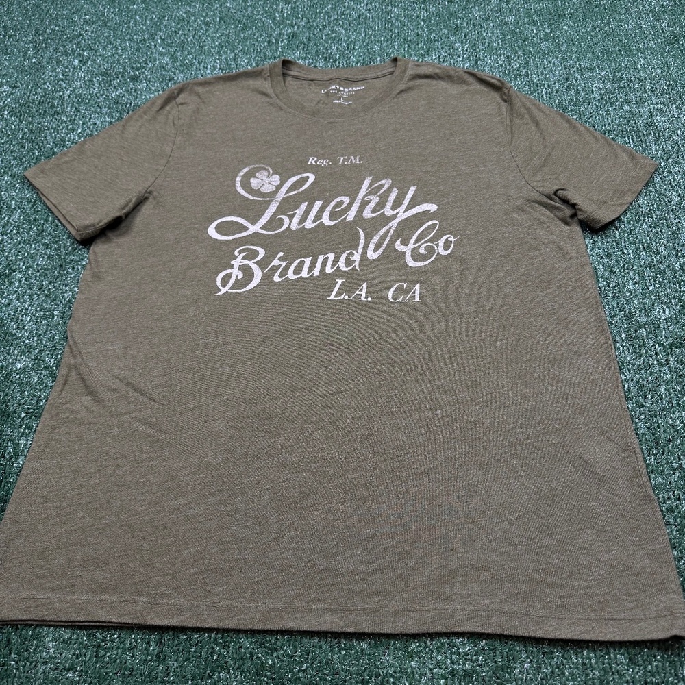 Lucky Brand T Shirt Men's Size L Green Short Sleeve Crew Neck - Picture 2 of 7